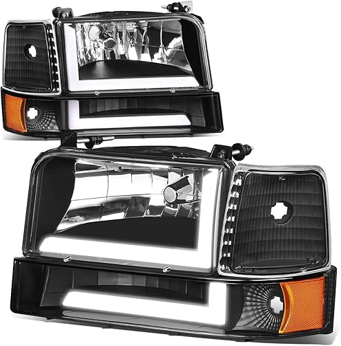Vista 13 de Auto Dynasty Conjunto de 6 faros delanteros estilo fábrica con parachoques y luces de esquina compatibles con Ford F150 F250 F350 Bronco 92-96, lado