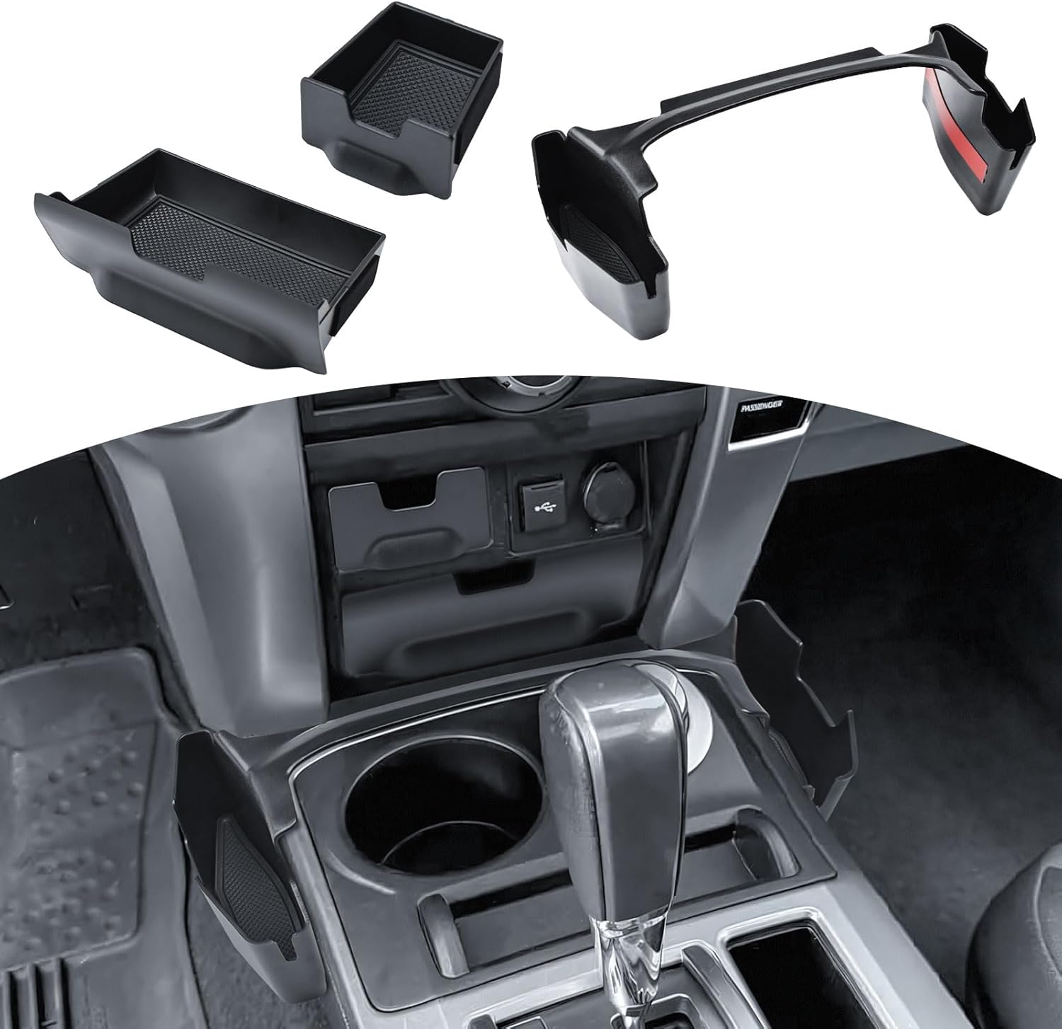 TACOBRO Storage Drawer and Gear Shift Organizer Tray Compatible with Toyota 4Runner Accessories 2014-2022 2023 2024 Center Console, Interior Storage Cubby Box, ABS Plastic Tray Insert Organizer
