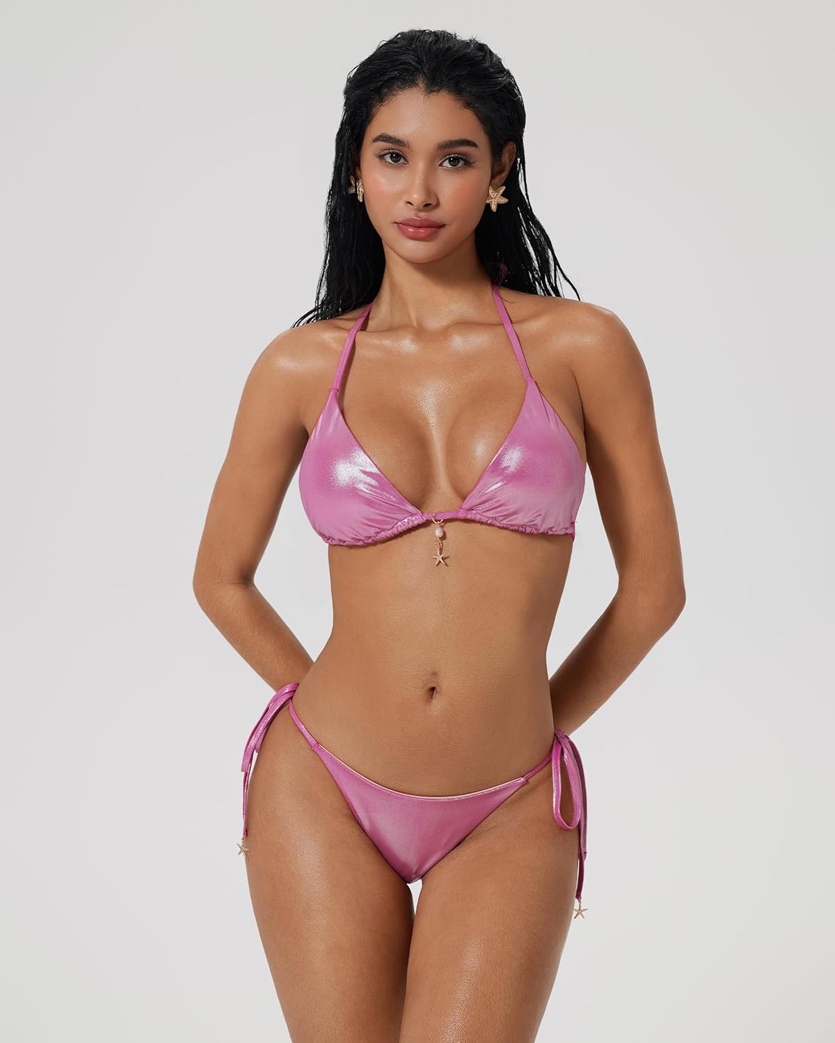 SUUKSESS Women Sexy High Waisted Bikini Sets Halter String 2 Piece Swimsuits