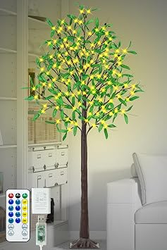 Lighted Olive Trees Artificial 6ft 130 LED Lights for Decoration Inside Outside, Prelit Fake Tree with 26 Fruits 260 Leaves Remote Electric Greenery Lights for Christmas Wedding Holiday Home Decor