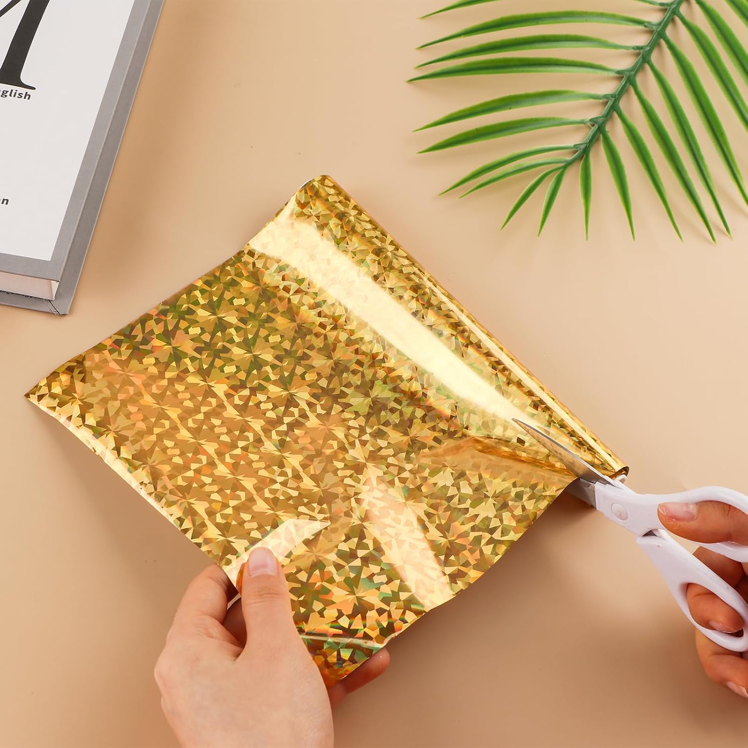 Briartw 2 Rolls Toner Reactive Foil by Laser Printer and Laminator,7.6inch x 16.4ft Golden Gemstone Transfer Foil Paper for DIY Paper Craft Embossing Scrapbooking Cards Making