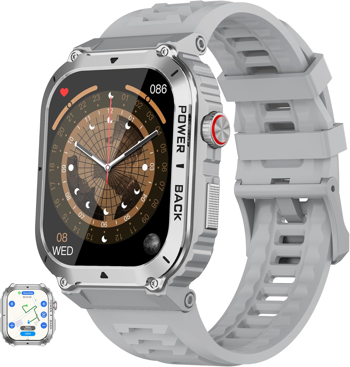 Military GPS Smart Watch for Men with Offline Map/Air...