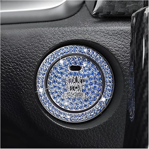 BELOMI Anillo decorativo para botón de arranque y parada del motor de automóvil, 2 unidades, diamantes de imitación de cristal, accesorios