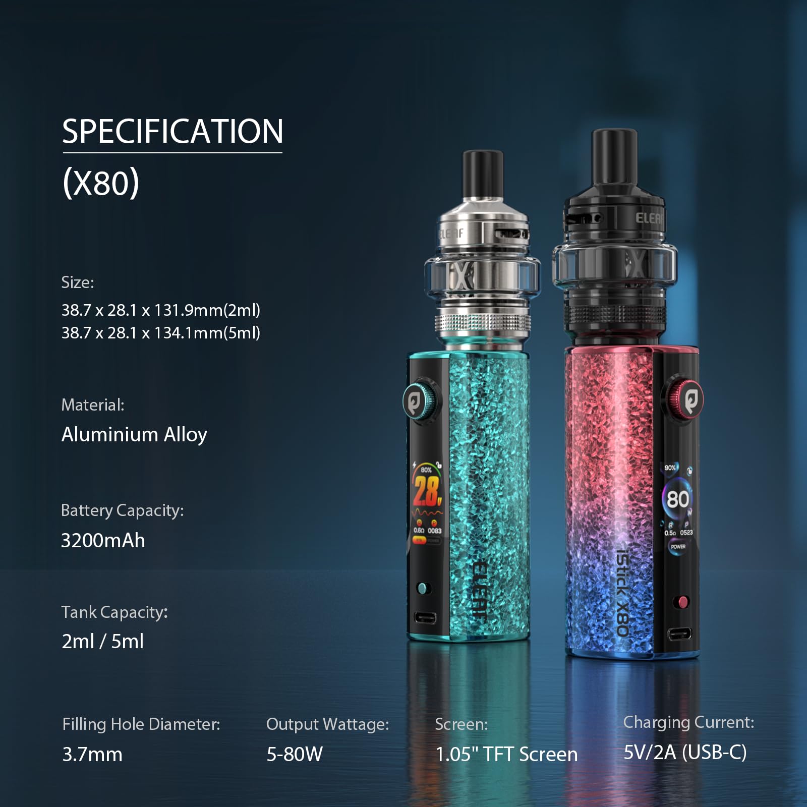 ELEAF iStick X80 Kit 80W Cigarette Électronique with MELO X 5ml Tank Dual  Mesh 3200 mAh EC Coils sans Nicotine sans Tobac Noir : Amazon.fr: High-Tech