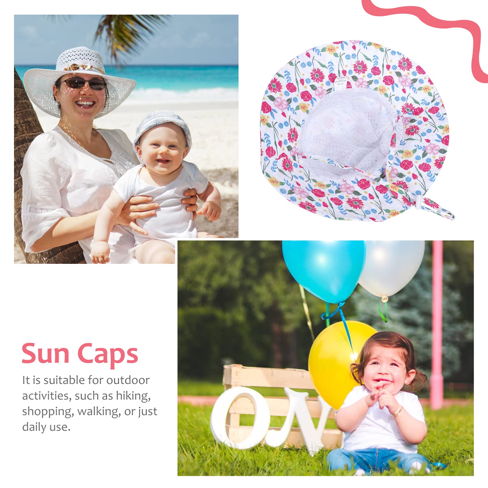 SHERCHPRY 5 Piezas Sombrero de Sol para niños Sombrero de Pescador para niños Sombreros de Cubo para Gorro Bebe Sombrero Bebe Sombrero de protección Solar Sombrero de ala Ancha algodón