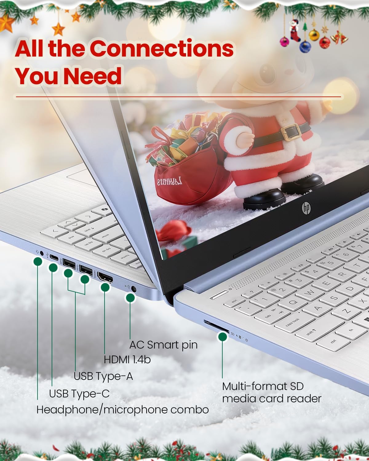 HP 14" Laptop 2025 Business Student Slim Computer, 1-Y Office 365, Copilot AI, Quad-Core Intel CPU, 16 GB RAM, 128GB UFS & 128GB SD Card, Wi-Fi 6, Windows 11 Pro, JQ2XzAccessory, Sky Blue