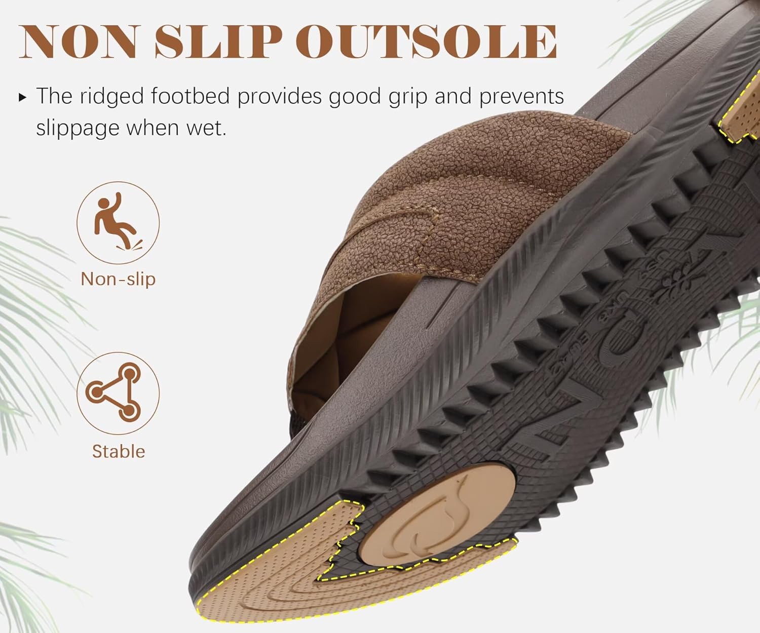 ONCAI Mens Orthopedic Flip Flops with Arch Support Summer Beach Pool Walking Sandals with Outdoor Yoga Mat Non-slip Cushion Thick Rubber Soles Size 7-14