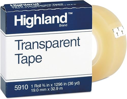 Highland Cinta transparente 1 rollo de 34 x 1296 núcleo de 1 pulgada transparente MMM5910341296