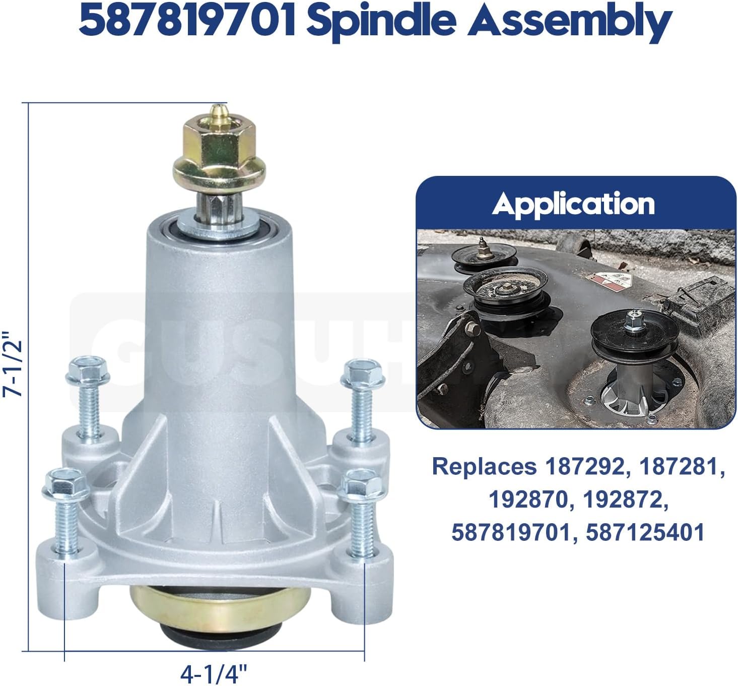 2 Pack 587819701 Spindle Assembly Kit with 153535 Pulley Replace Craftsman 587819701 Mandrel Assembly 187281 187280, Husqvarna 587125401 587820301 532187281 Spindle Assembly 532173436