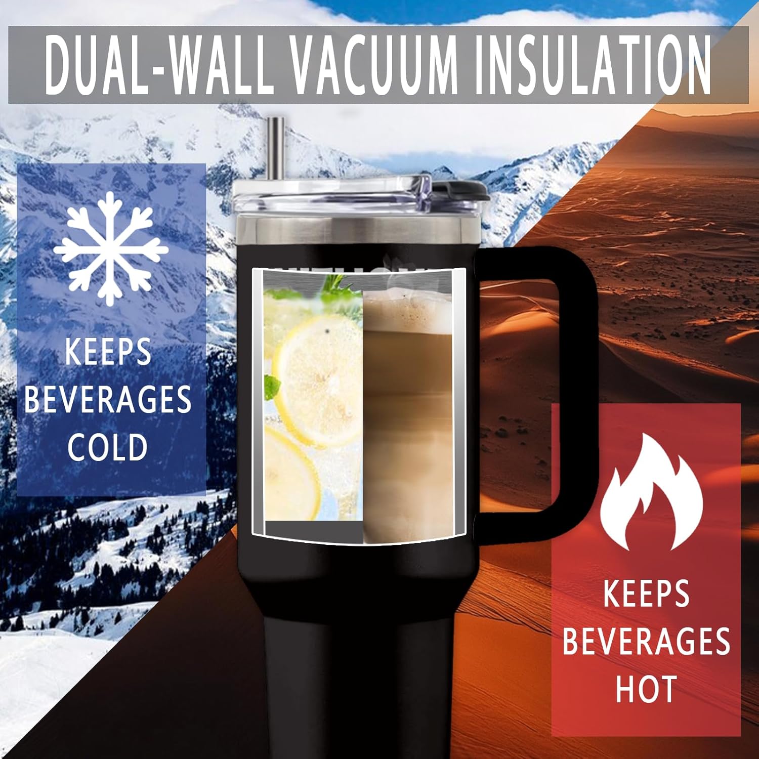 Gifts for Music Lovers, 40 Oz Without Music Life Would B Flag Tumbler with Handle & Straw, Piano Gift for Man, Stainless Steel Song Tumbler, Gifts for Thanksgiving Christmas, 1 PCS - Image 5