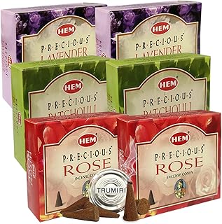 Lavender Patchouli Rose Incense Cones & Holder Bundle Variety Pack From Hem Trumiri Insense Insence
