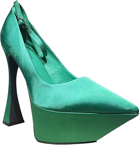 Vista 3 de Jeffrey Campbell Tacones Siouxsie satén verde