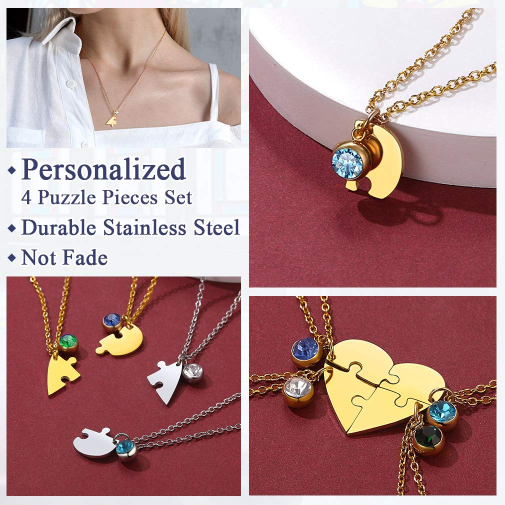 FaithHeart personalisierte Puzzle Anhänger DIY Namenskette aus Edelstahl BFF Freundschaftskette Familienkette mit Gravur Puzzle Kette für 2/3/4/5/6/7/8