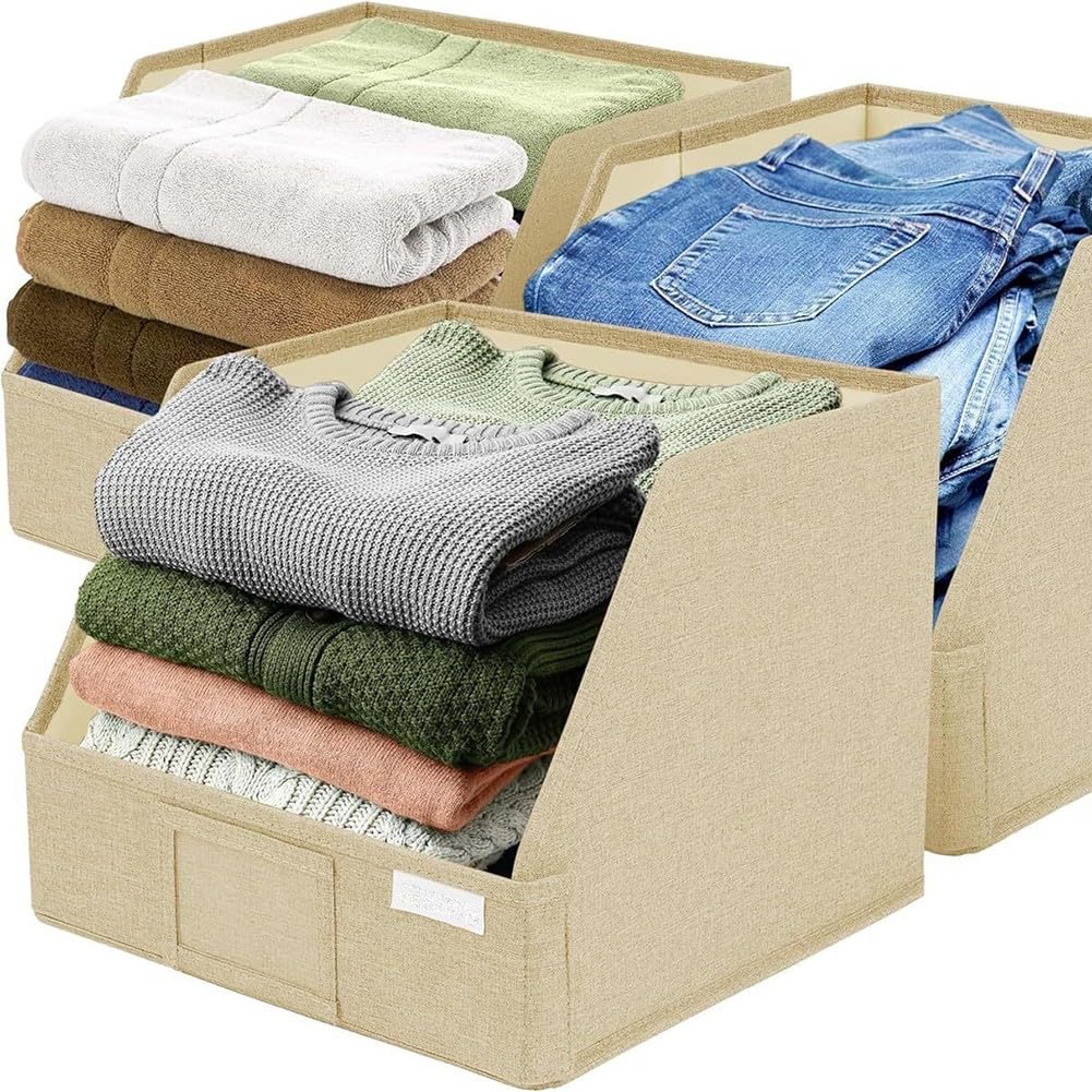 Panier de rangement en tissu ouvert devant pour organiser la chambre d'enfant et la buanderie