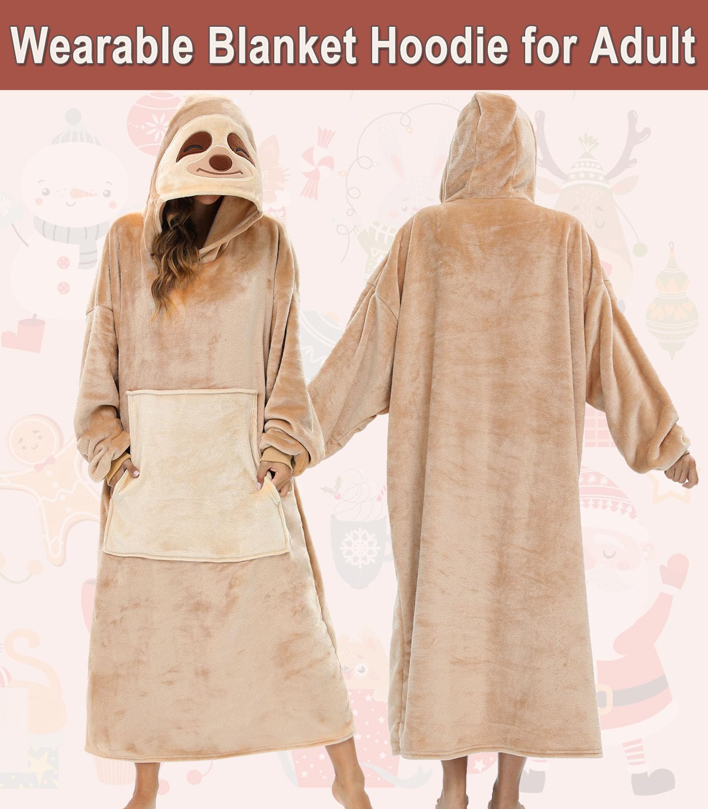 LATH.PIN Panda Coperta da Divano Animale Coperta con Cappuccio Pigiama Cosplay Oversize Taglie Forti Unisex Caldo Plaid con Maniche Tasca Divertente Felpone Donna