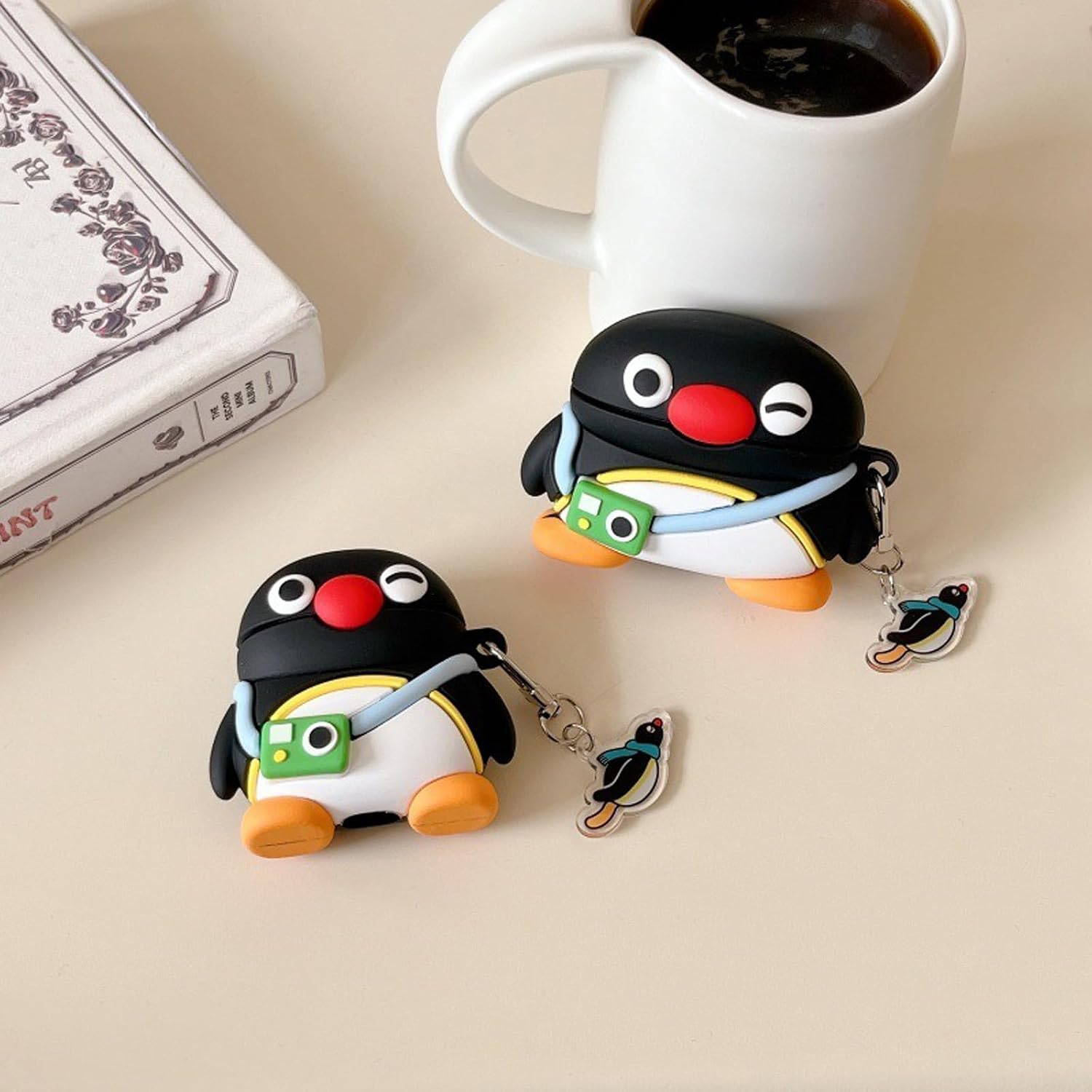 Case Compatible with 2024 Airpods 4, Cute Kawaii Camera Penguin Design Earbuds Cover, Kids Boys Girls Portable Accessories Soft Silicone Wireless Earphone Shockproof Protector for Gifts image 4