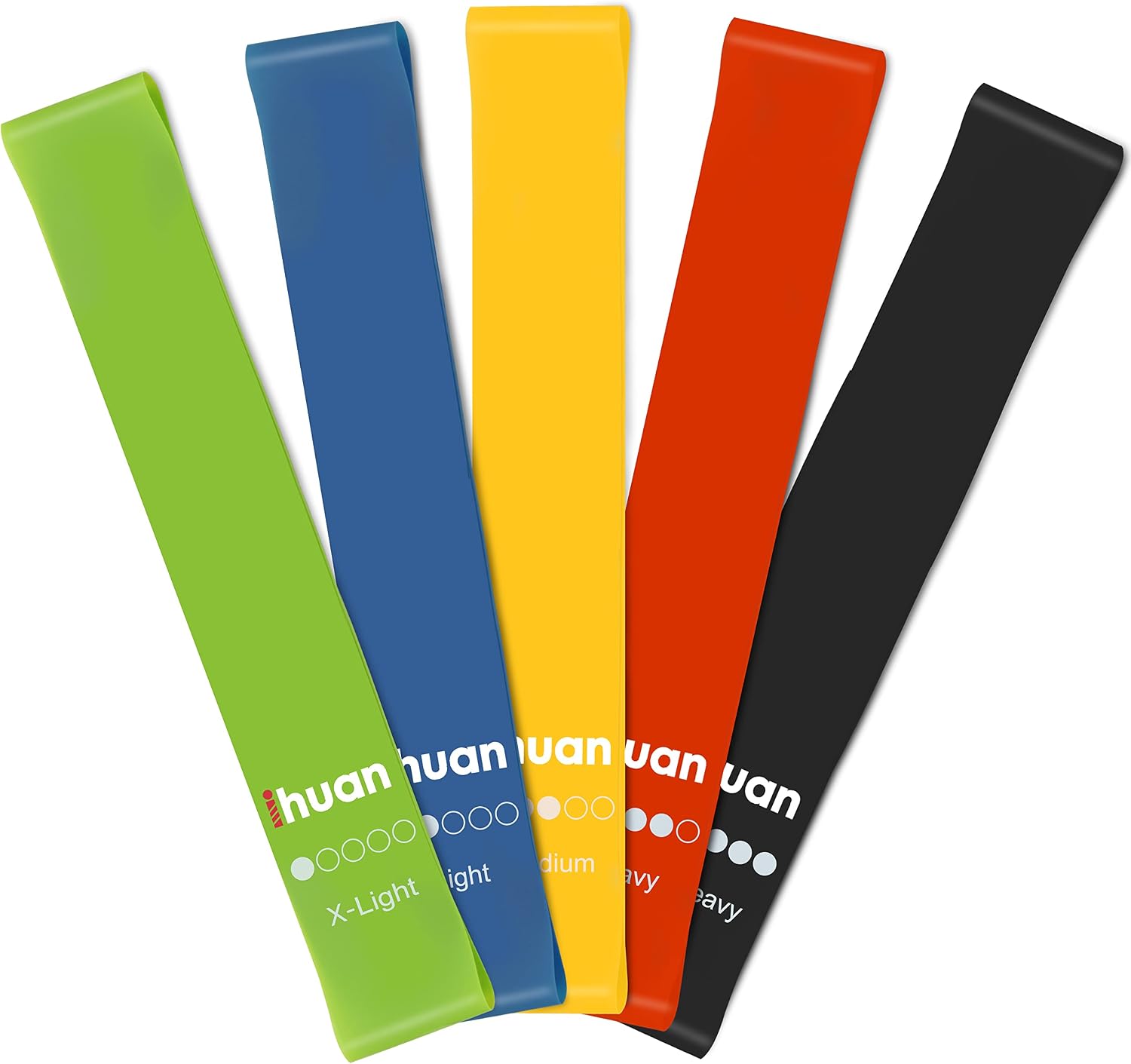 ihuan Resistance Bands for Legs and Butt, 3 Levels Exercise Band, Anti-Slip & Roll Elastic Workout Booty Bands for Women Squat Glute Hip Training