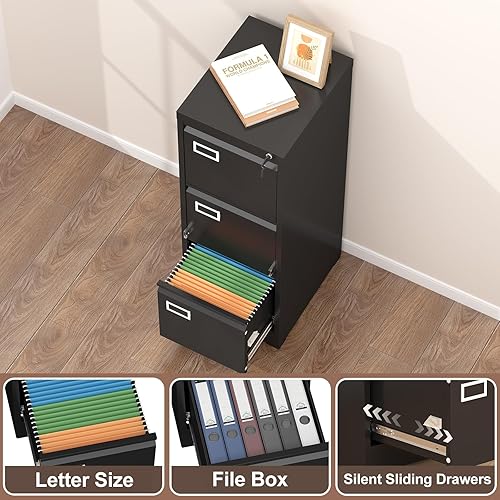 Miniatura 33 de LUCYPAL Archivador de 2 cajones con cerradura, archivadores verticales de metal para oficina en casa, gabinete de almacenamiento debajo