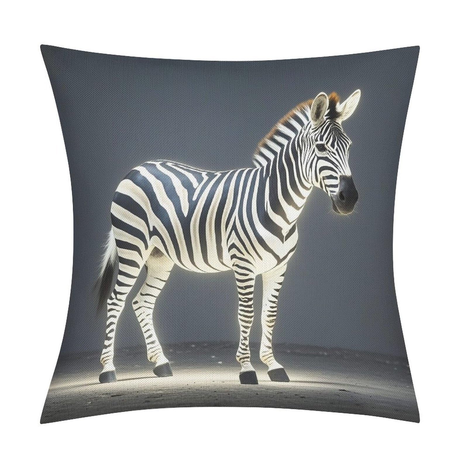 FekiLoot Glowing Zebra Throw Pillow Cover Soft Square Cushion Case Farmhouse Cushion Cover Decorative Pillow Cover Modern Pillowcase for Sofa Living Room Bed Home Decor 18x18 Inch