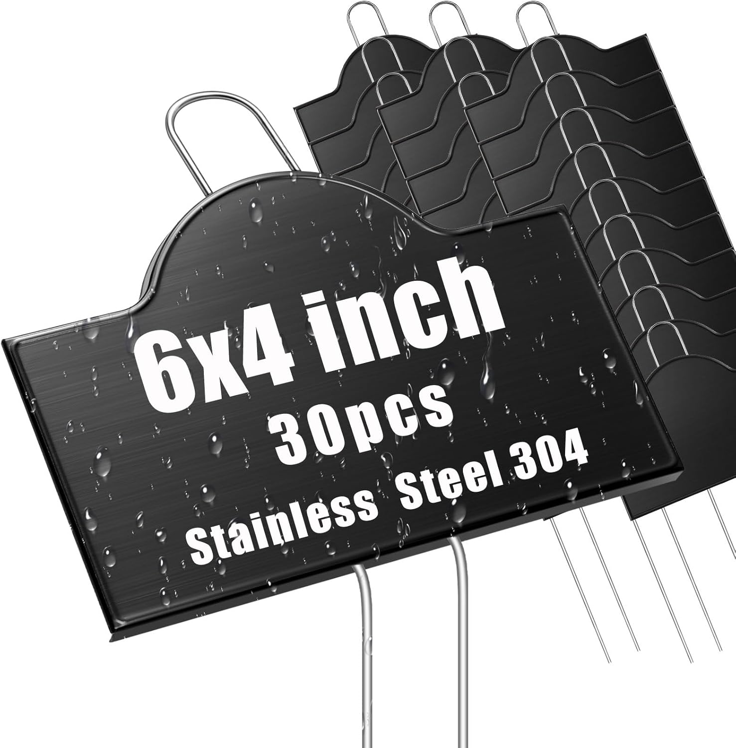 Landhoow 30 Pack Extra Large Metal Plant Labels 6" x 4" with 11'' Stake Stainless Steel 304 Garden Markers Waterproof Plant Marker Weatherproof Garden Signs for Vegetable Herb Flower Seed Greenhouse