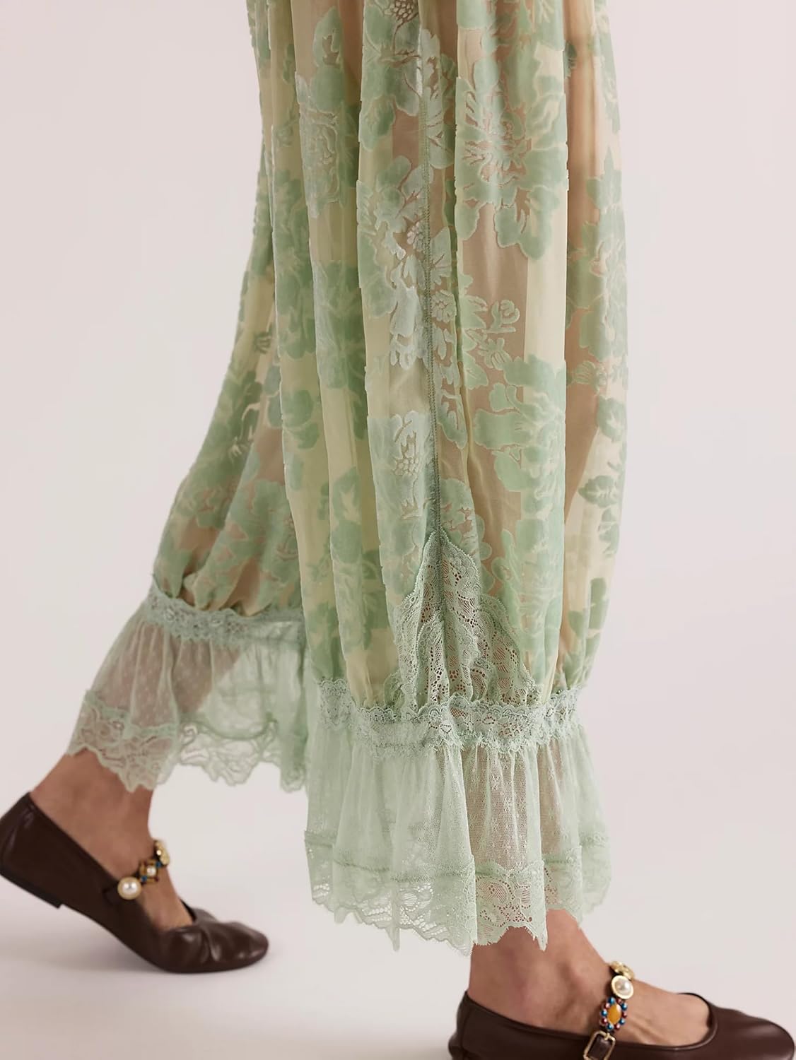 Women Long Bloomer Pants Y2k Lace Trim Ruffle Boho Victorian Pantaloons Capri Lounge Under Dress Pajama Bottom - Image 4