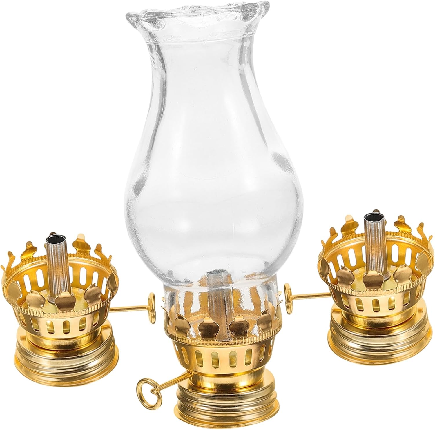 2sets Vintage Kerosene Lamp Replacement Burner Metal Regulator DIY Oil Lamp Glass Shade Accessory