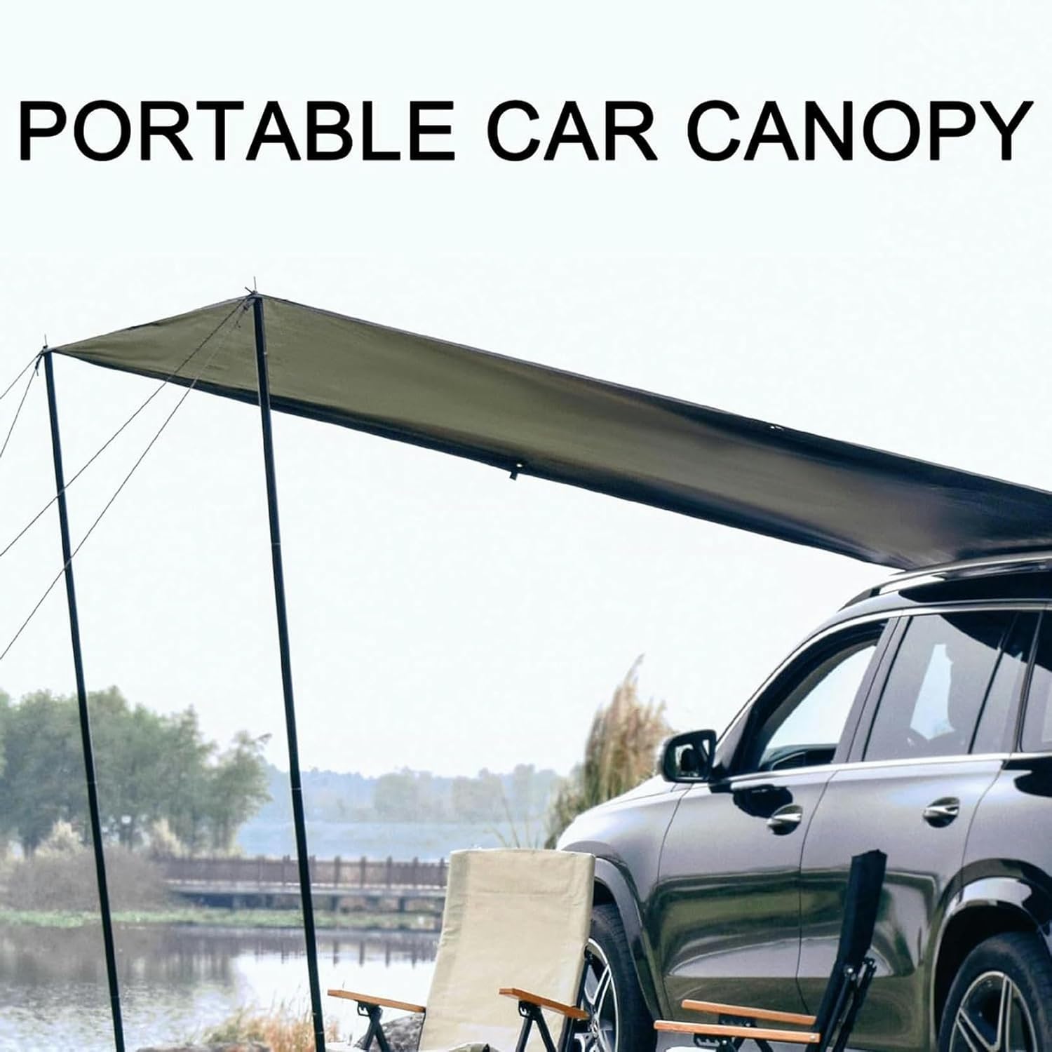 AMNOOL Car Overlanding Awning, SUV Tailgate Tent, Rainproof Sunshade Car Side Awning, for 4x4/Car/SUV/Truck Easy for Camping, Outdoor Trips, Roadtrips, Courtyard