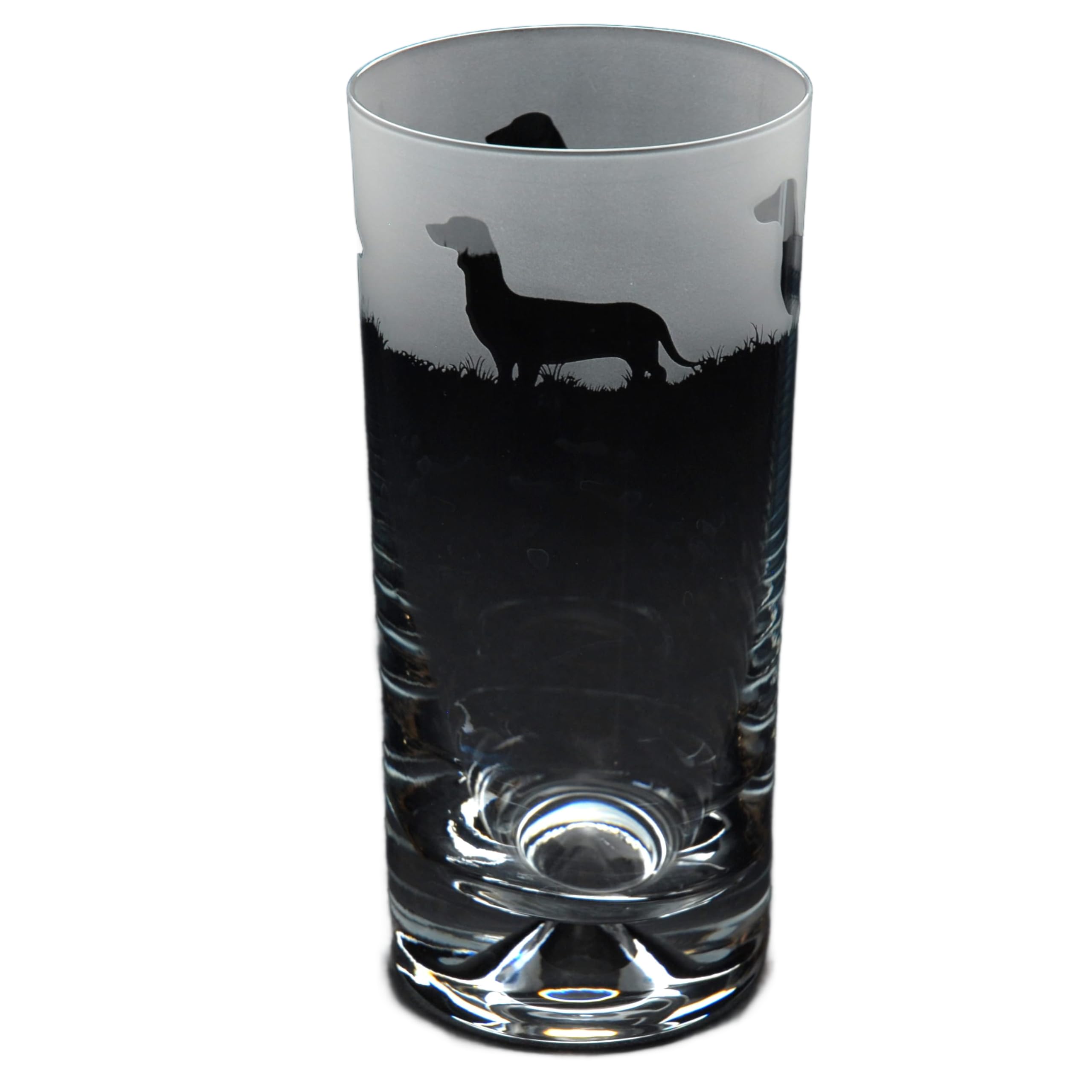 GLYPTIC Glass Art Dachshund Dog Frieze Hand Etched/Engraved Highball Glass