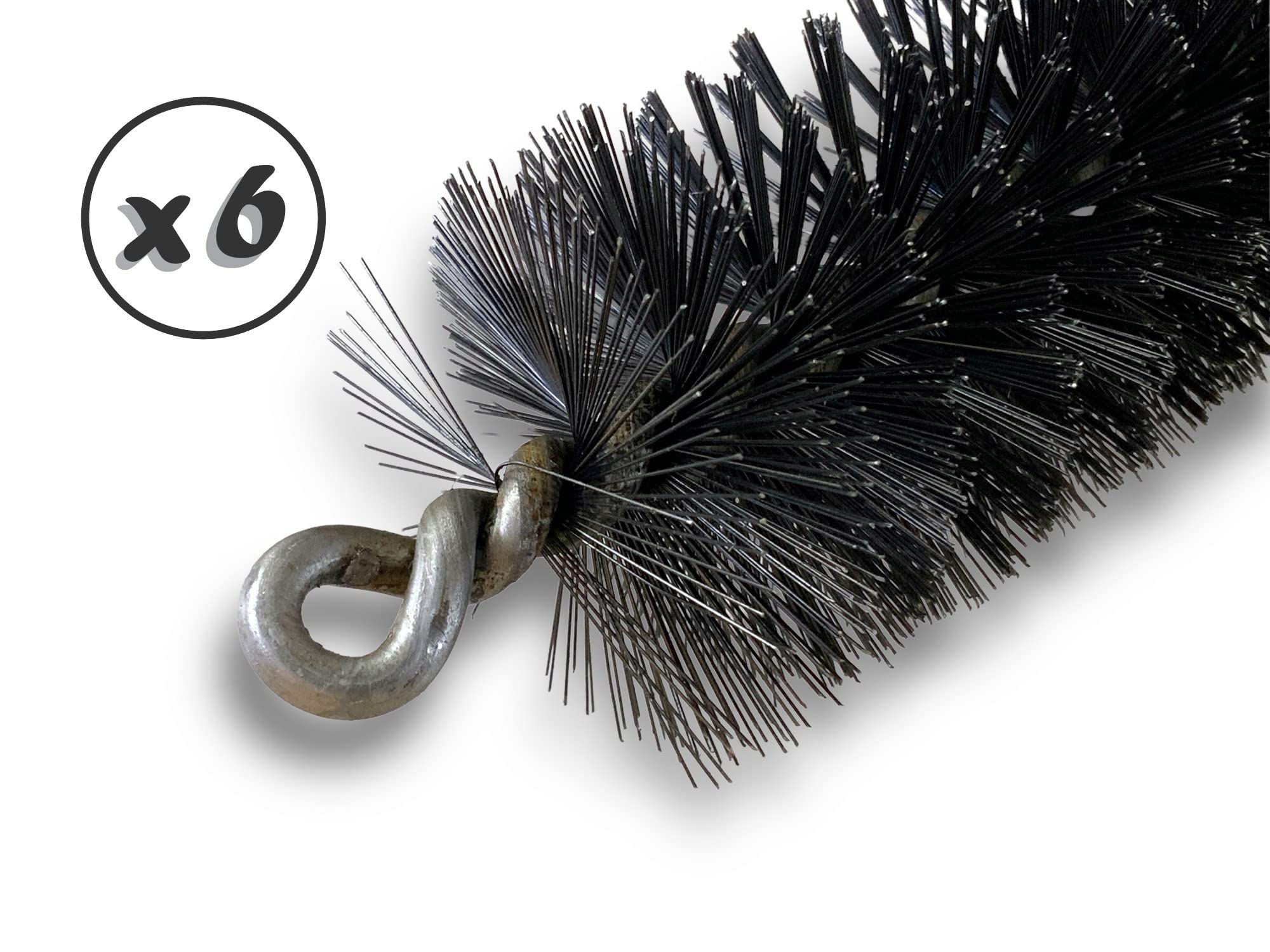Zestaw 6 szczotek rurowych PRO STEEL Ø 60 mm | Złączka M12*175 żeńska | Stal skręcona | Szczotka do czyszczenia rur i rurociągu | Kibros 41SCA60x6