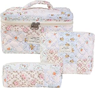 Bolsa grande de maquillaje floral para mujer,...