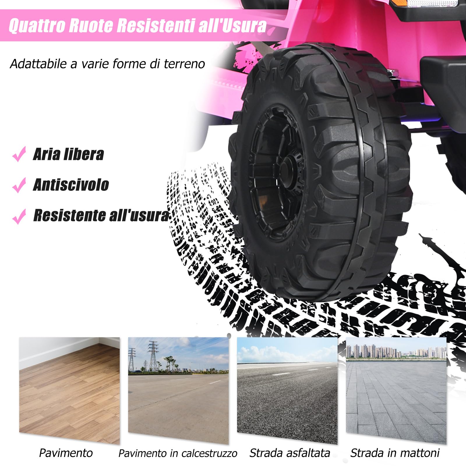 RELAX4LIFE Auto da Corsa per Bambini a 2 Posti, Veicoli Elettrici per Bambini, Macchinina per Bambini con Telecomando, Luce e Musica, Bluetooth e USB, Carico Massimo 35 KG (Rosa)