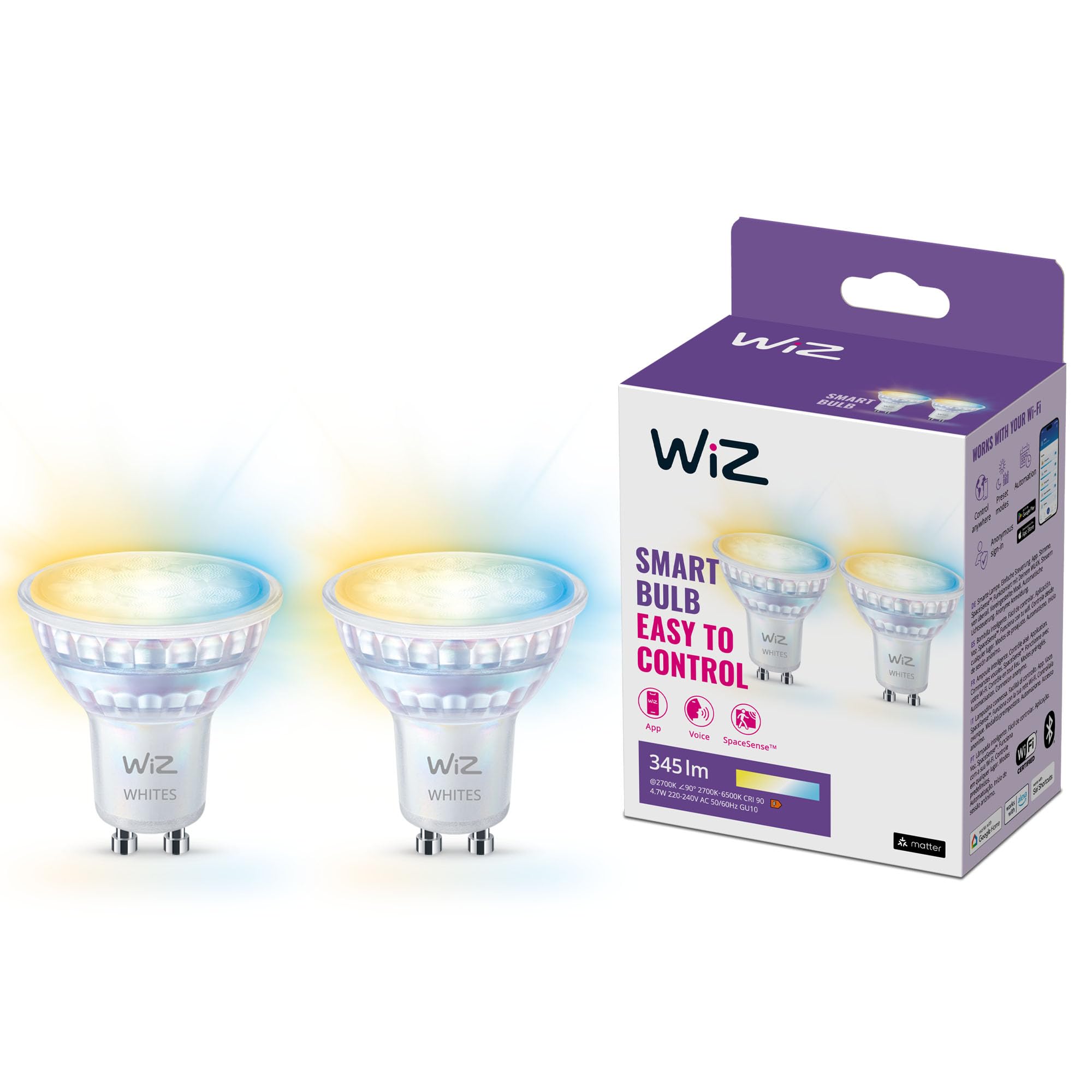 Wi-Fi BLE 50W GU10 GLASS 927-65 TW 2PF/6