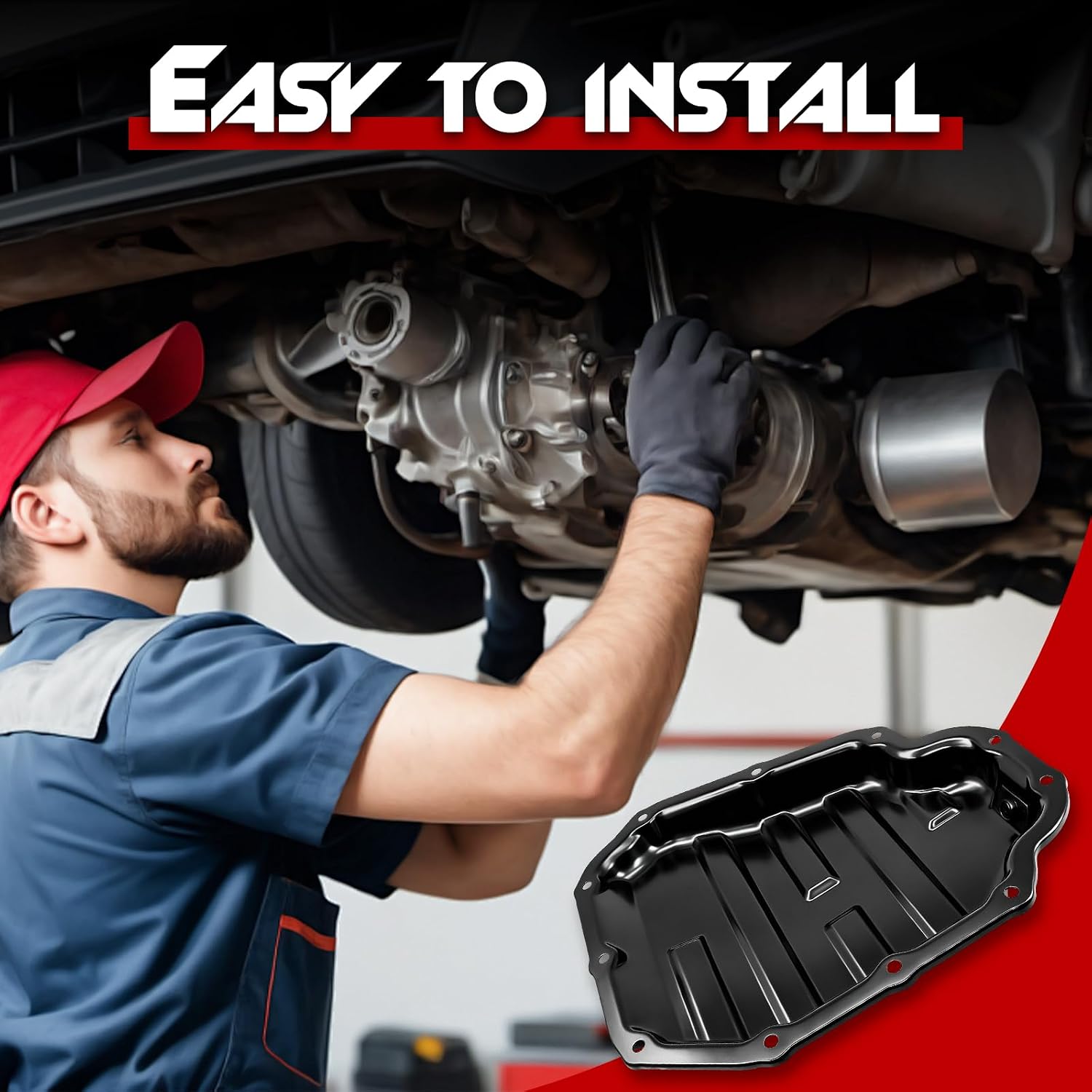 Lower Engine Oil Pan Sump with Drain Plug, Gasket & Bolts, Compatible with 2013-2018 Nissan Altima, 2014-2020 Rogue, 2015-2020 X-Trail, 2.5L Gas