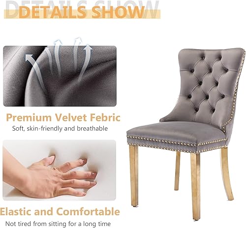 Miniatura 8 de Juego de mesa de comedor de mármol blanco para 6, 70 pulgadas, mesa de comedor de mármol blanco con 6 sillas de terciopelo gris y base de acero al