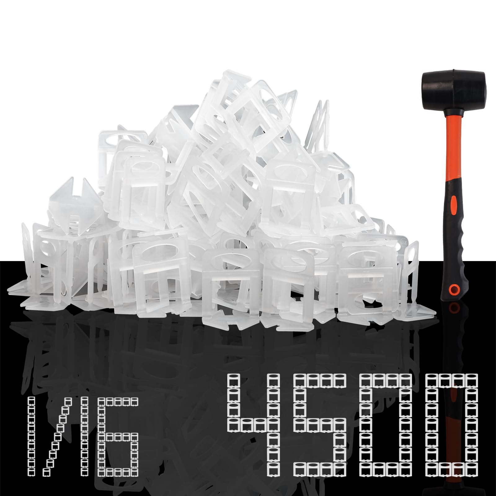 Sistema de nivelación de azulejos con 4500 clips de 1/16 pulgadas que elimina cejas