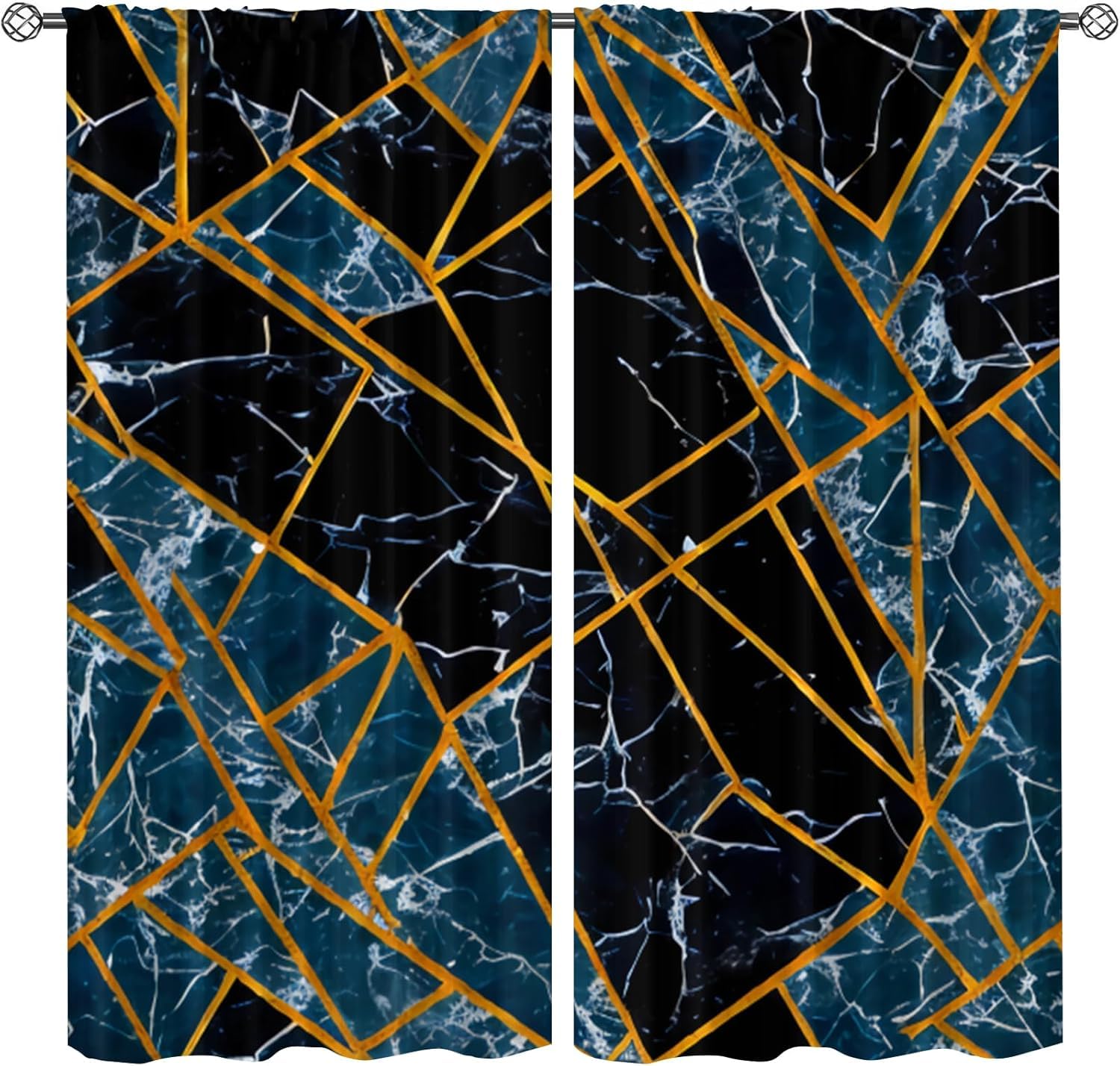 Rideau Occultant Lot de 2 Rideaux Grande Largeur à Motif Marbre Géométrique 3D pour la Chambre