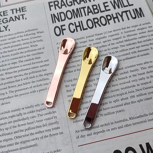 Miniatura 8 de Honkenda 3 piezas de espátula de metal para maquillaje, mini cuchara de belleza cosmética reutilizable para crema facial, lociones, hidratantes,