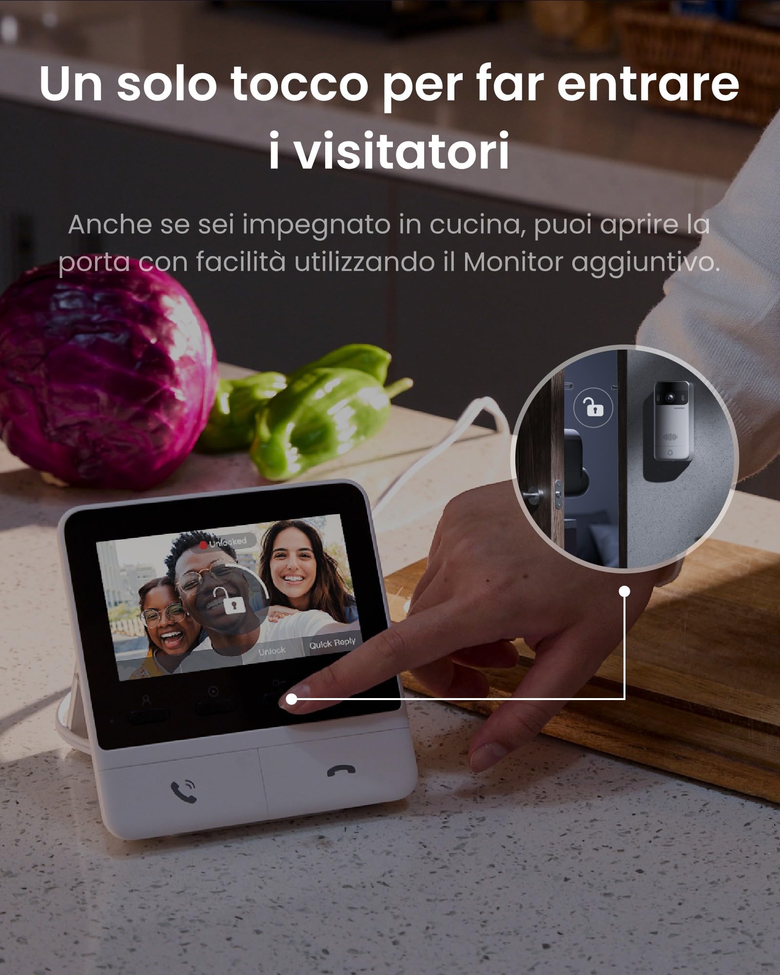 SwitchBot Monitor avanzato per campanello video intelligente, monitor per citofono da 4,3"