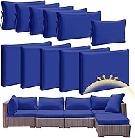 Vista 15 de Patelai 11 piezas de fundas impermeables para cojines de patio para muebles seccional al aire libre de mimbre y ratán, fundas para cojines de sofá
