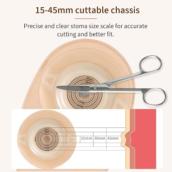 DERAYMI 10PCS Convex Stoma Bags, One-Piece15-45mm Can Be Cut Convex Chassis Colostomy Bags, Ostomy Supplies Stoma Care for Uneven Colostomy, Ileostomy, with Adjustable Ostomy Belt