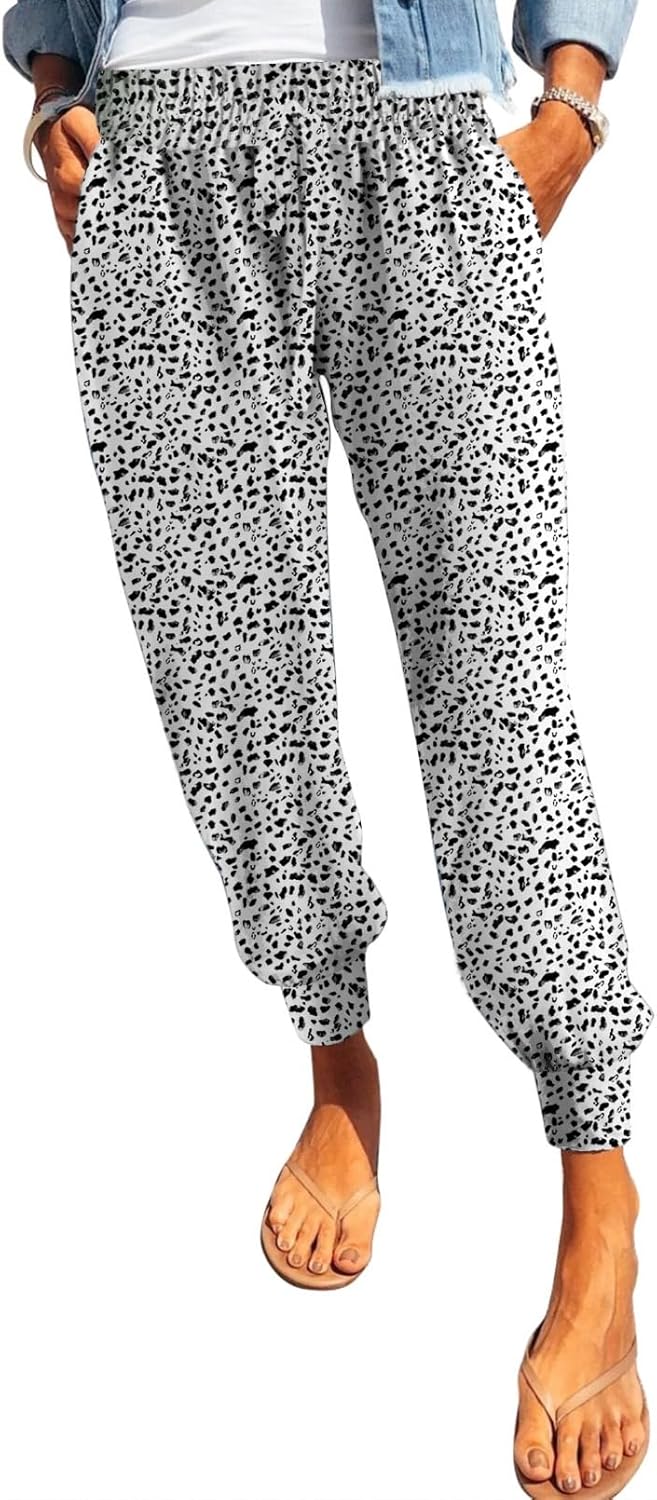 Dokotoo Womens 2025 Soft Casual Drawstring Tie Elastic Waist Loose Jogger Pants with Pockets