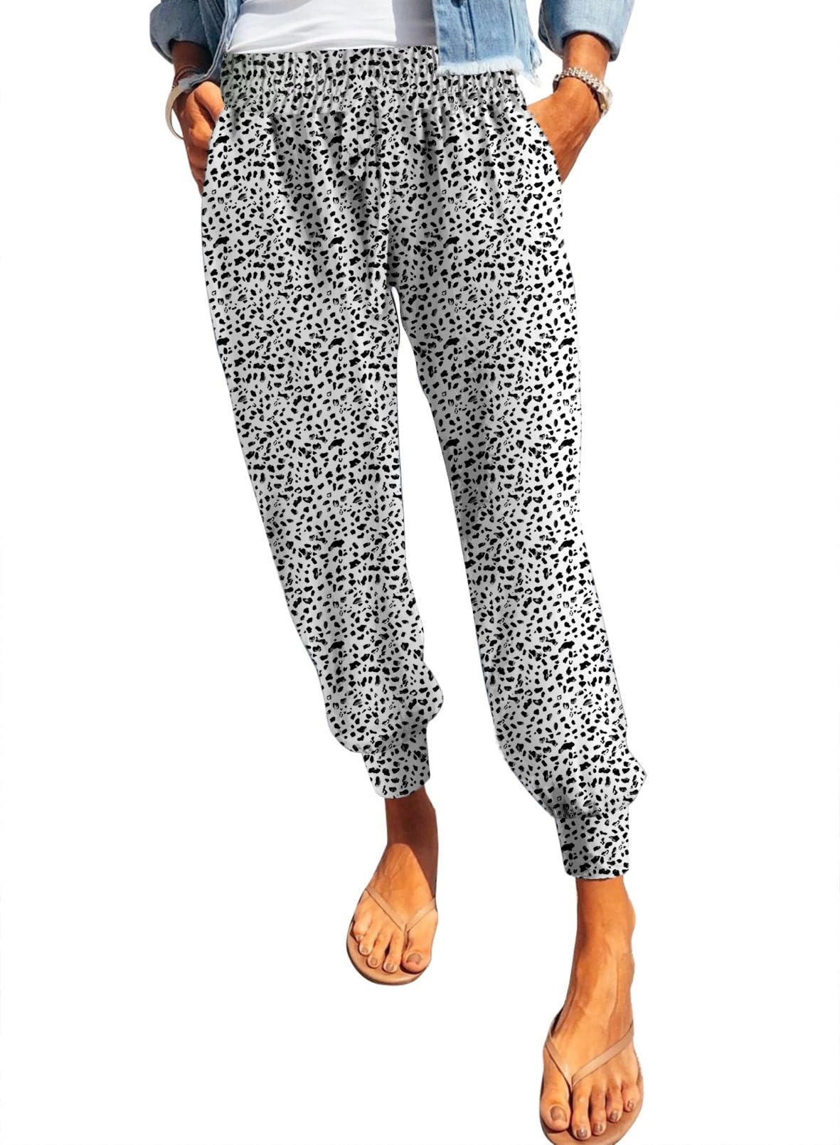 DokotooWomens 2025 Soft Casual Drawstring Tie Elastic Waist Loose Jogger Pants with Pockets