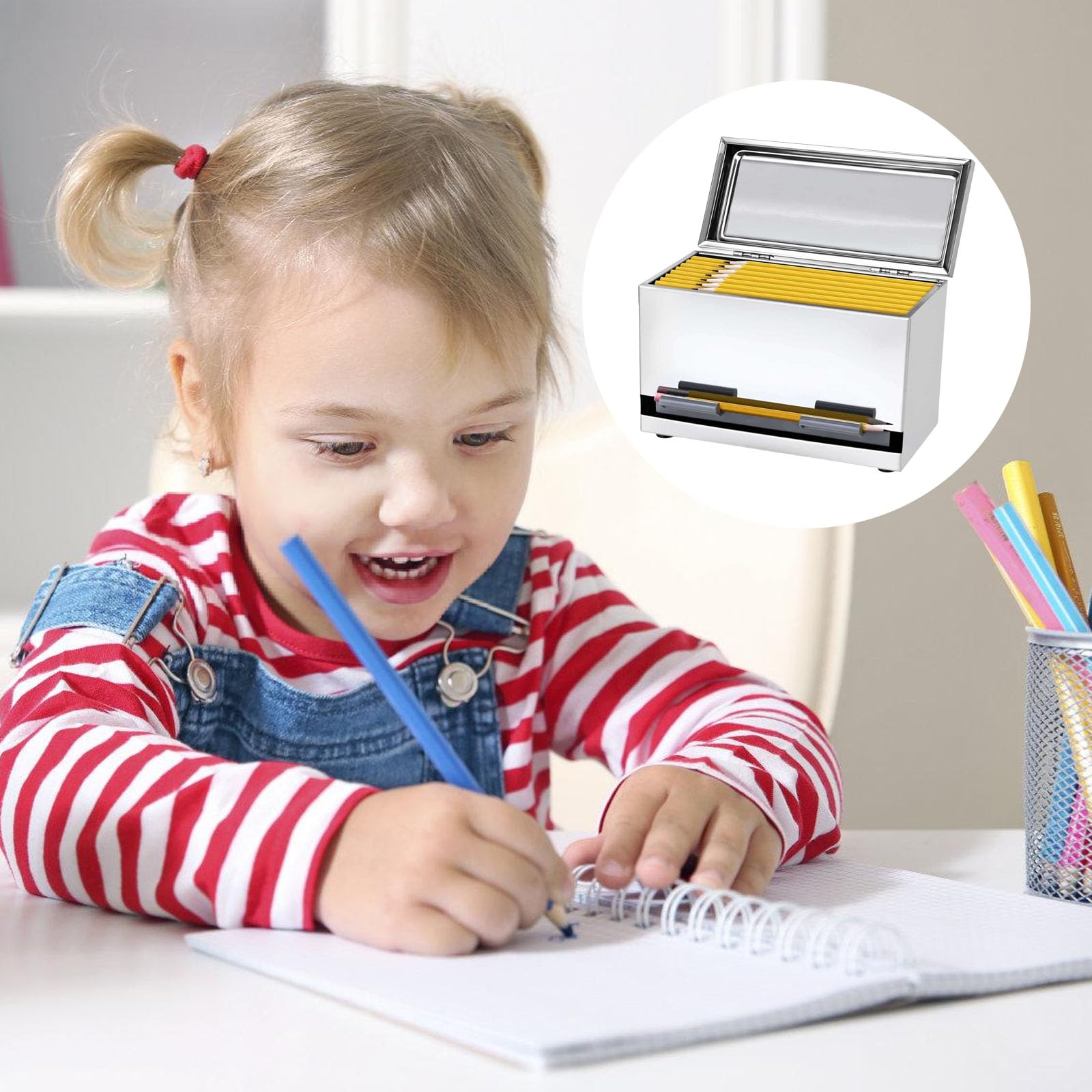 Schreibtischzubehör Bleistiftspenderhalter, rostfreier Edelstahl für effiziente Arbeitsplatzeinrichtungen, Metall Bleistift Organizer für den Schreibtisch