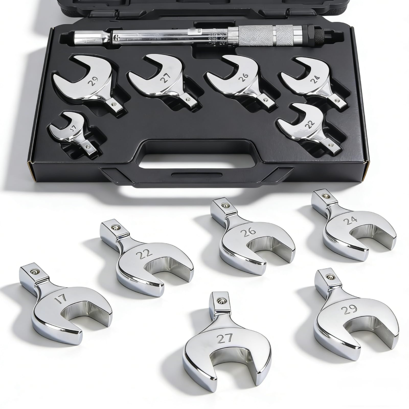 Llave Dinamométrica De Cabeza Intercambiable, 18-65Nm Juego De Llaves Dinamométrica De Boca Con 17/22/24/26/27/29mm Extremo Abierto, Llave De Servicio Hvac Para Aire Acondicionado Mantenimiento