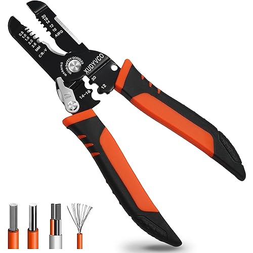 5-In-1 Wire Stripper Tool, 3rd Generation Wire Strippers for 10-20 AWG Electric Wire, 7IN Multifunctional Electrician Cable Stripper for Stripping, Cutting, Crimping, Sharpening, Clamping