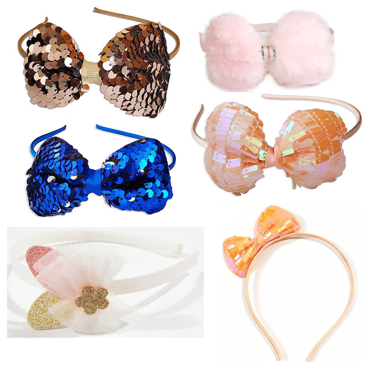 HOMEMATES Glitter Bow Hairband Shiny Bow Knot Teeth Plastic Hairband For Girls, Teens And Toddlers, Pack of 6 - Multicolour (B0963D1BFH) Amazon Price History, Amazon Price Tracker