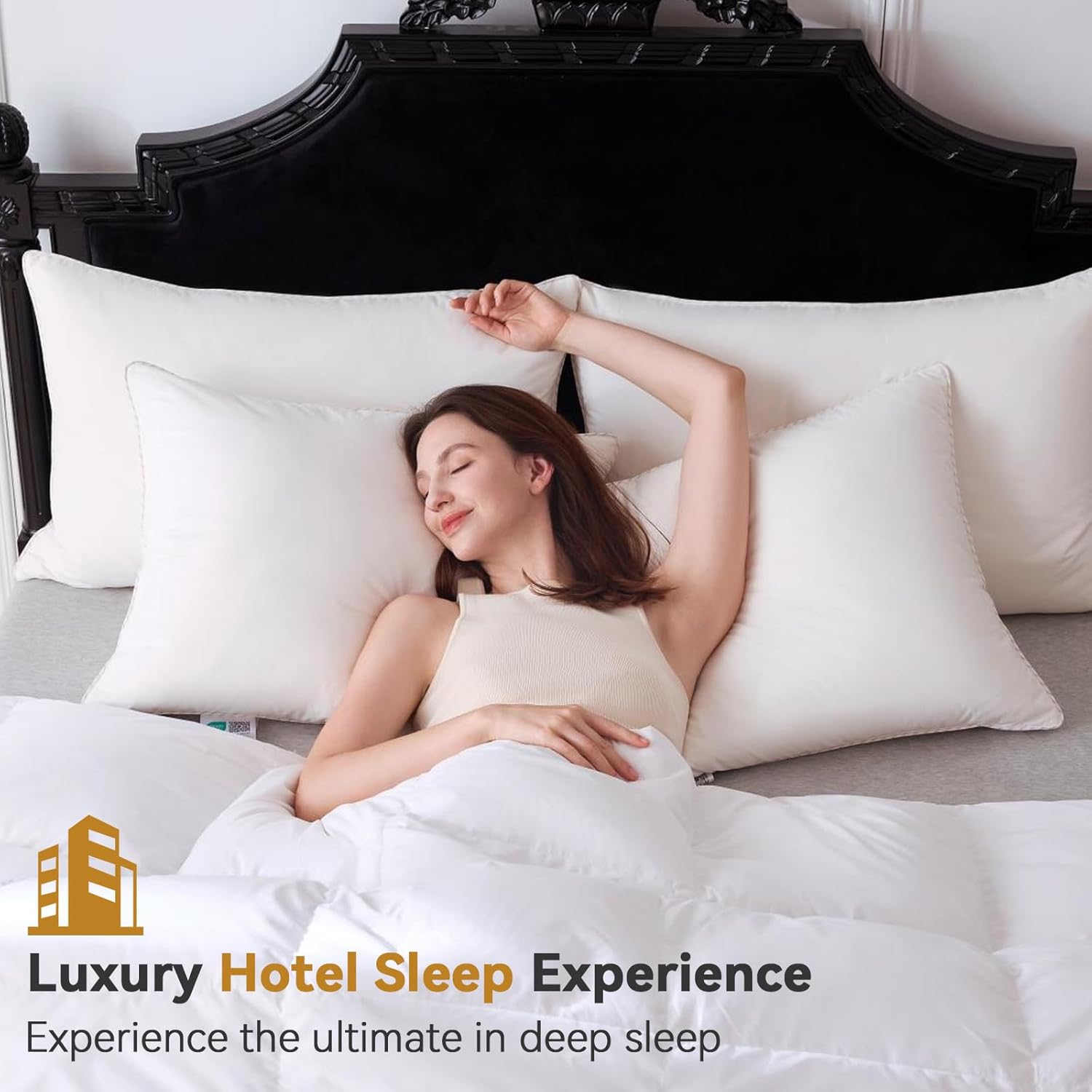 L LOVSOUL Goose Feather Down Pillow Standard Size of 2,Ultra Soft 100% Organic Cotton Fabric, 800TC,850+ Fill Power, Luxury Hotel Collection Bed Pillows for Back, Stomach or Side Sleepers - Image 5