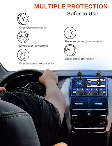 Miniatura 5 de AMOMD Panel de interruptor basculante de aluminio con patrón de bandera estadounidense Interruptor de palanca de encendido y apagado 6P, cargador