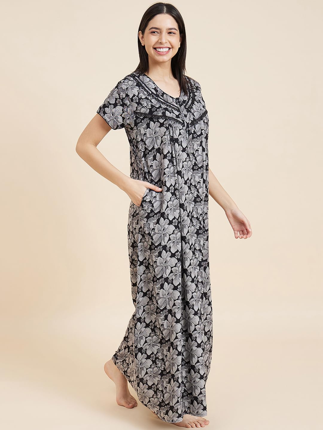Sweet Dreams Maxi camicia da notte da donna in cotone