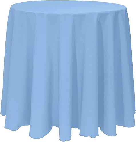 ULTIMATE TEXTILE Mantel redondo de lino de poliéster de 90 pulgadas, color azul claro